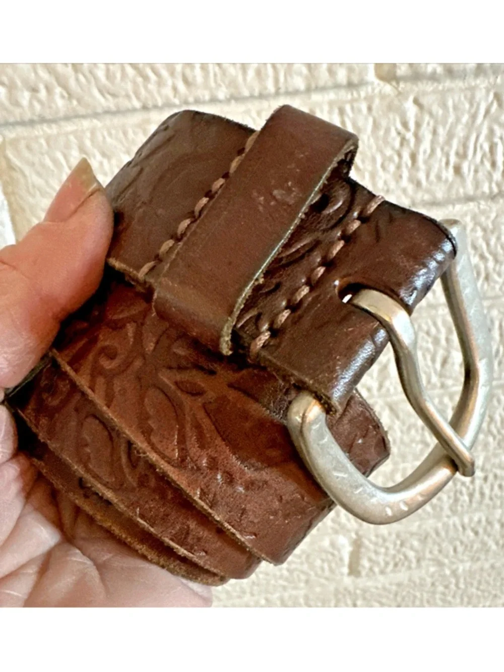 AEO EMBOSSED BOHO LEATHER BELT SMALL